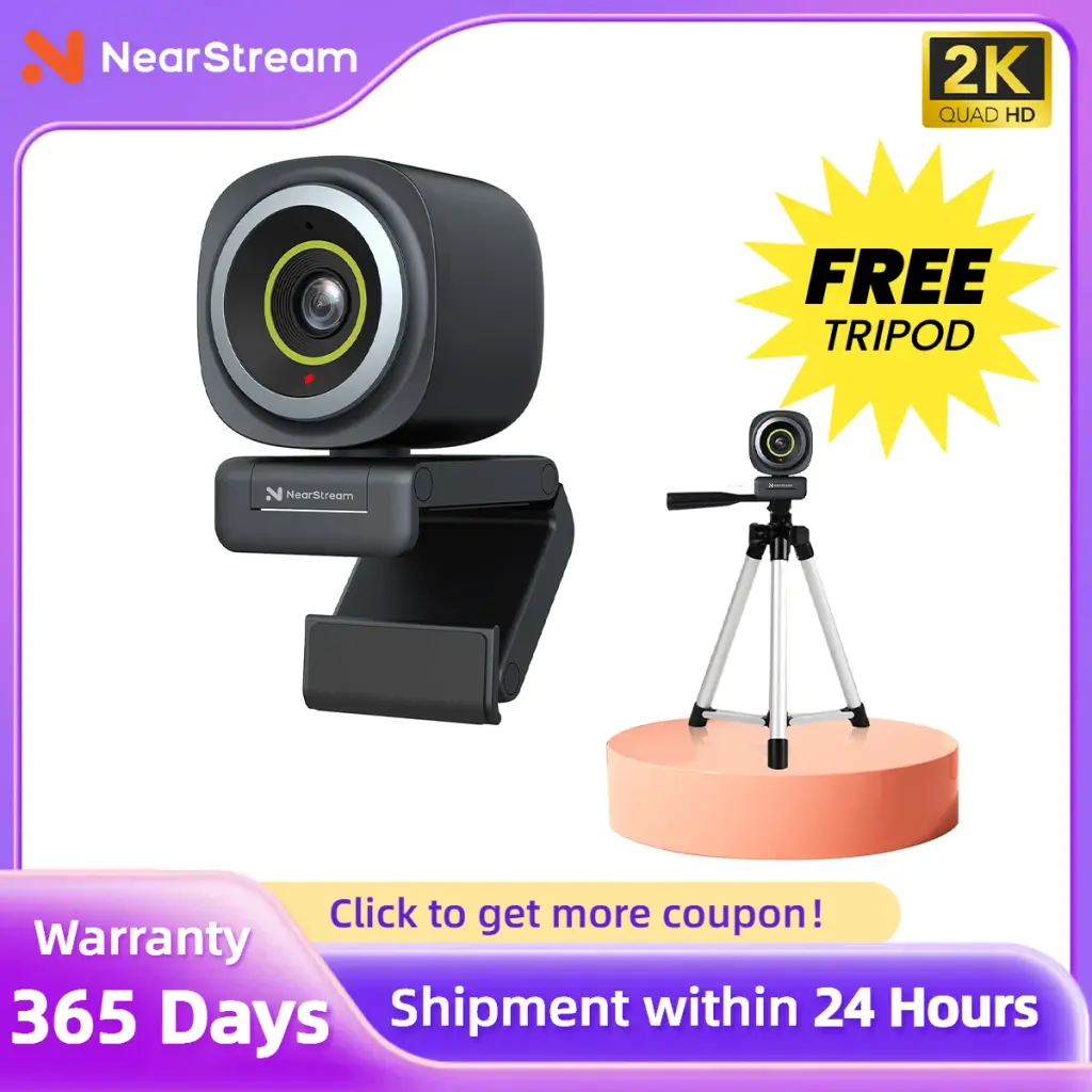 "מצלמת אינטרנט NearStream 1080P עם מיקרופון AI לביטול רעשים. אידיאלית לשיחות וידאו, סטרימינג, זום, Teams ו-YouTube. חיבור USB Plug & Play, איכות Full HD."